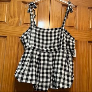 Old Navy Black|White Checked Top Size XL NWT
